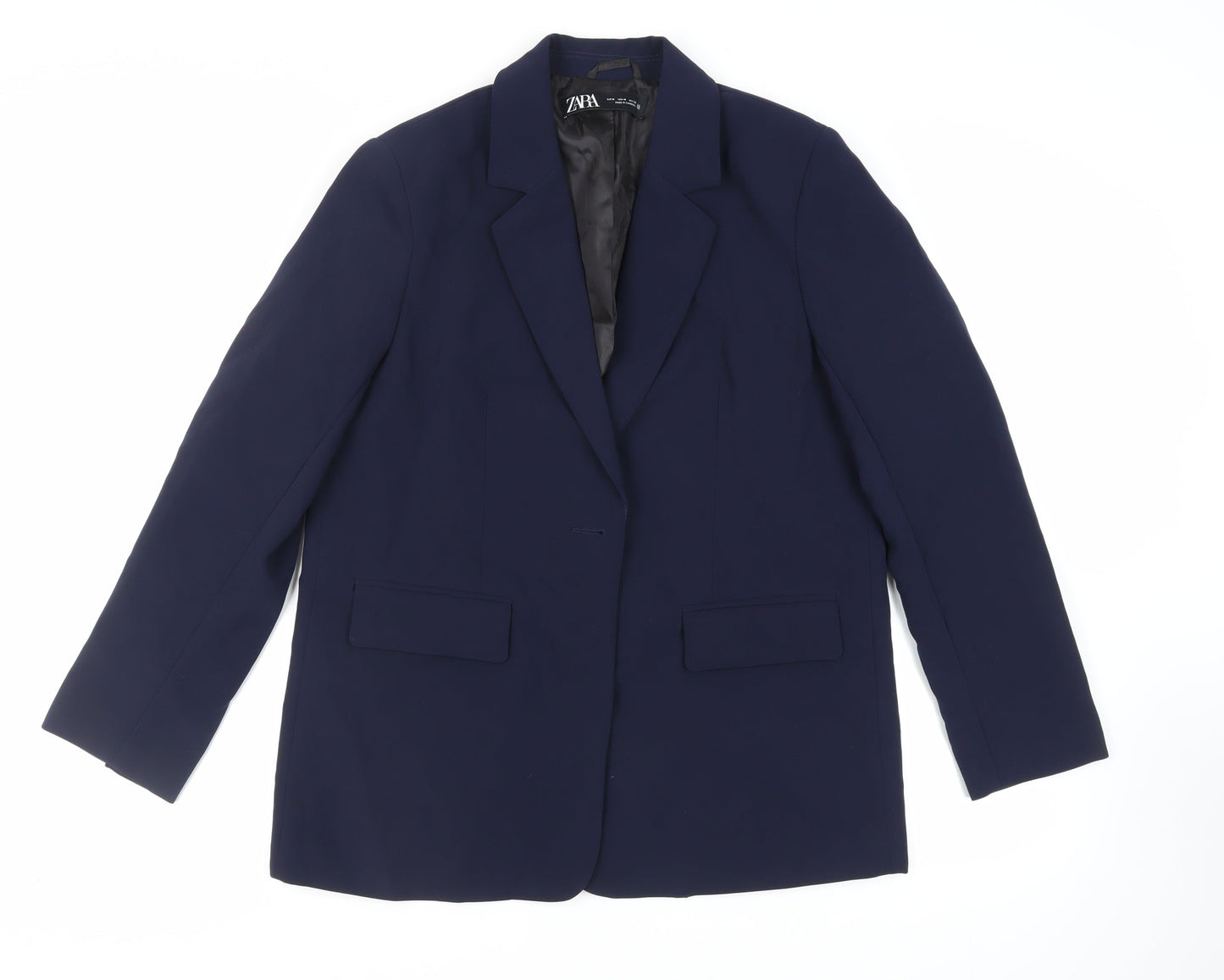 Zara Womens Blue Jacket Blazer Size M Button