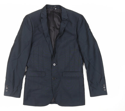 ONESIX5IVE Mens Blue Polyester Jacket Suit Jacket Size 34 Regular