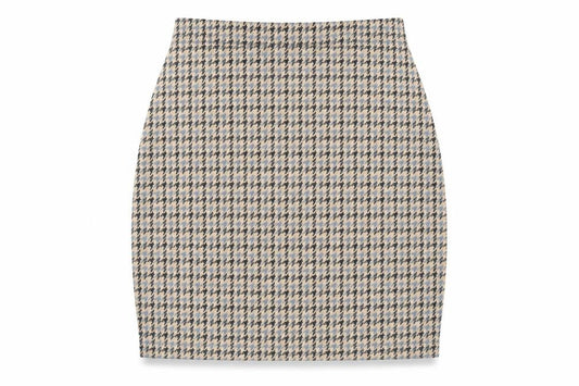 New Look Womens Beige Geometric Polyester Mini Skirt Size 6 - Elasticated Waist