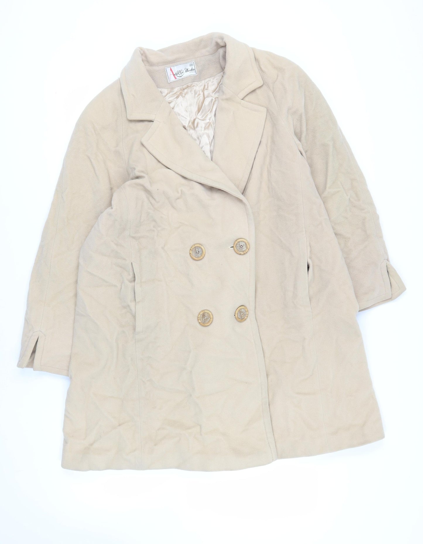 Alibi Moda Womens Beige Pea Coat Coat Size 20 Button - Vintage