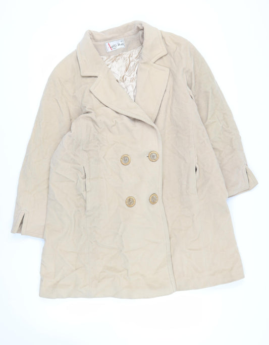 Alibi Moda Womens Beige Pea Coat Coat Size 20 Button - Vintage