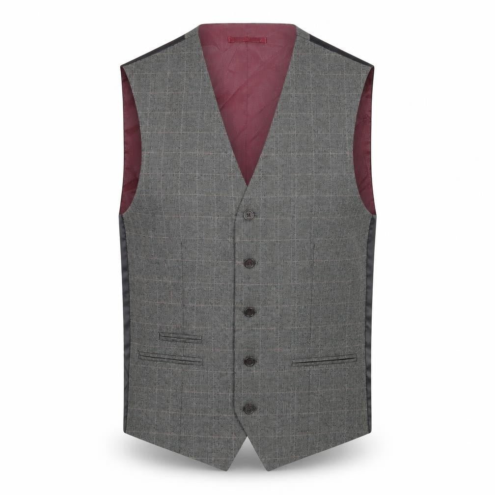 NEXT Mens Grey Plaid Polyester Jacket Suit Waistcoat Size 38 Regular