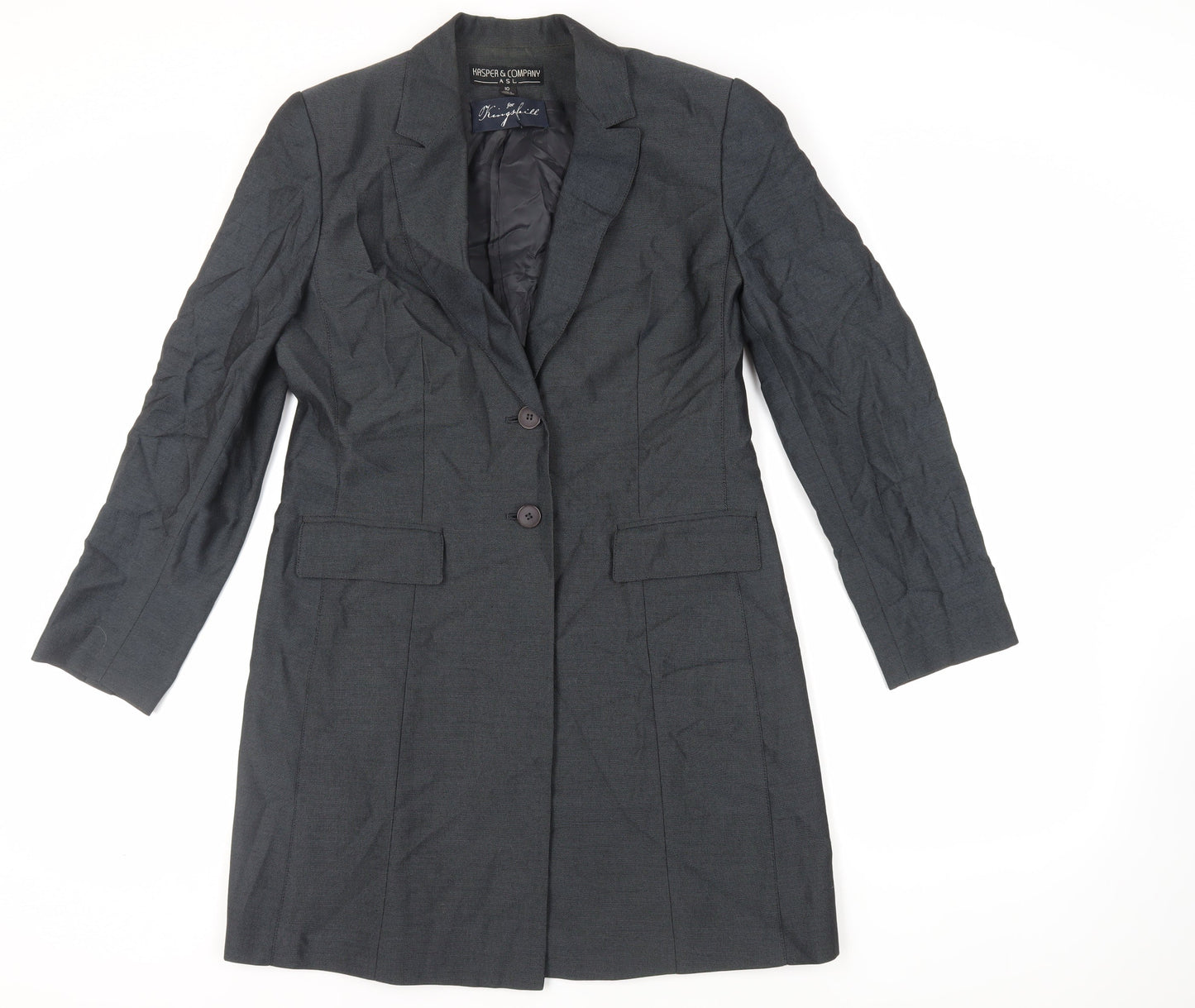 Kasper Womens Grey Overcoat Coat Size 10 Button - Lightweight