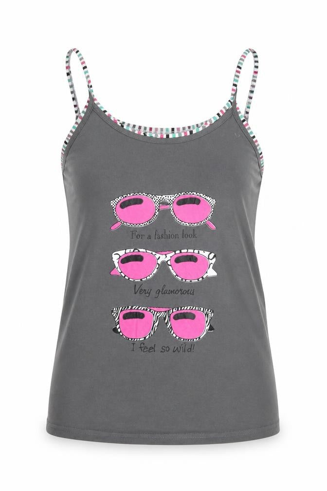 Topshop Womens Grey Polyester Blend Basic Tank Size 12 Round Neck
