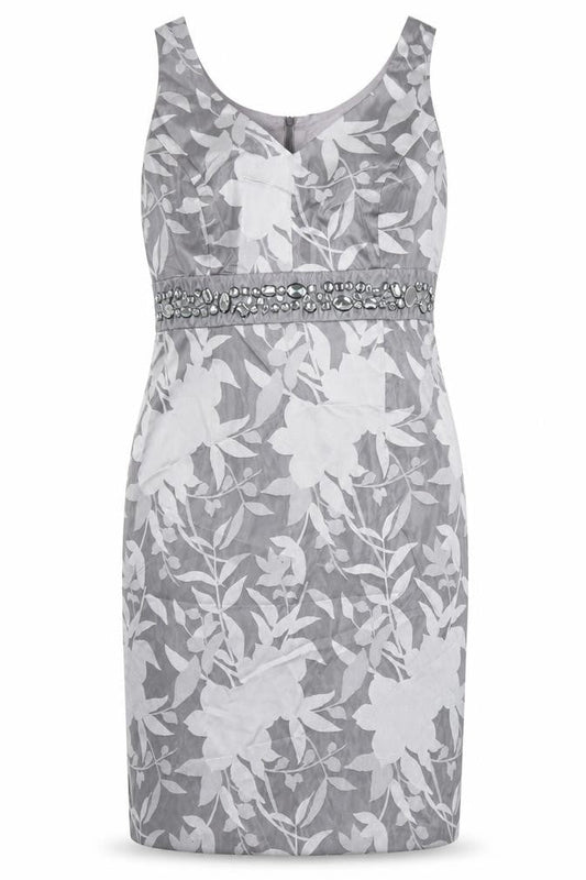 Kaliko Womens Grey Floral Polyester Shirt Dress Size 14 V-Neck Zip