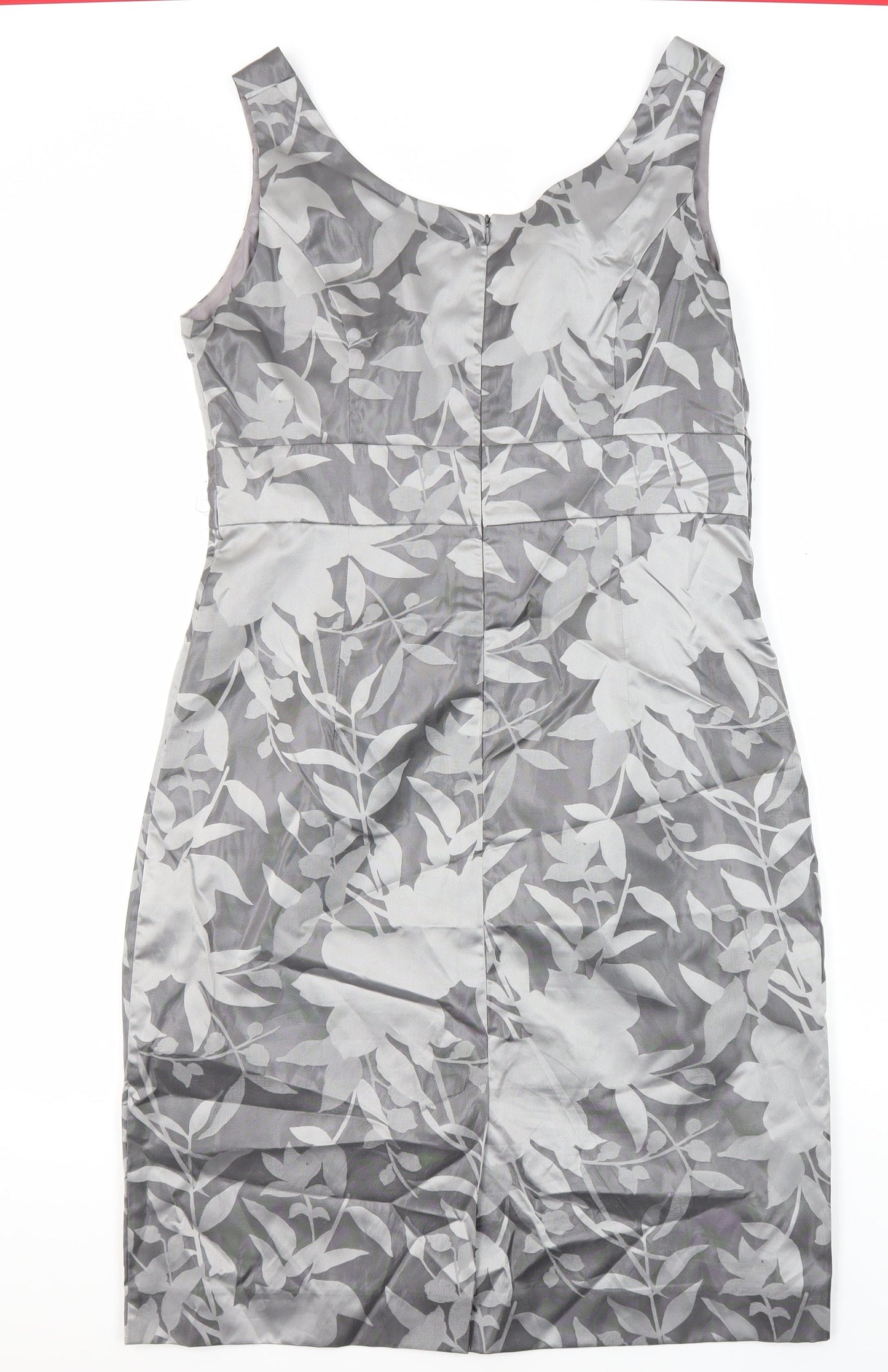 Kaliko Womens Grey Floral Polyester Shirt Dress Size 14 V-Neck Zip