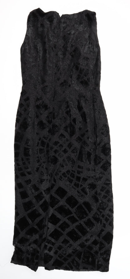 Michel Ambers Womens Black Polyester Blend Maxi Size 10 Round Neck Zip