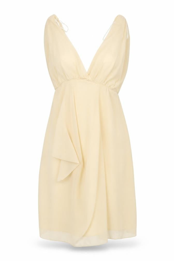 TFNC Womens Ivory Viscose Shift Size M V-Neck