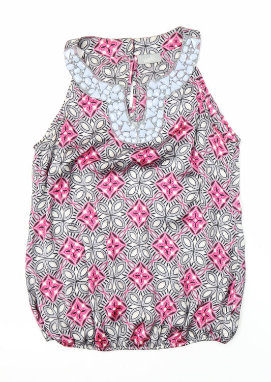 Wallis Womens Multicoloured Geometric Polyester Tunic Button-Up Size M Sweetheart - Elasticated bottom