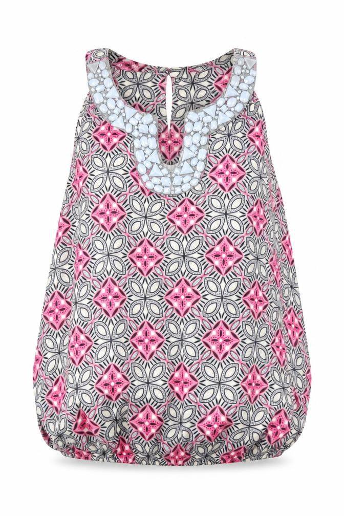 Wallis Womens Multicoloured Geometric Polyester Tunic Button-Up Size M Sweetheart - Elasticated bottom