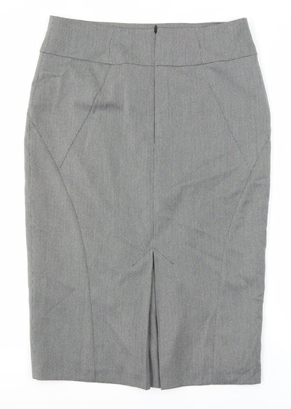 Back view of Principles women’s grey polyester straight & pencil skirt, size UK 14, zip - lined