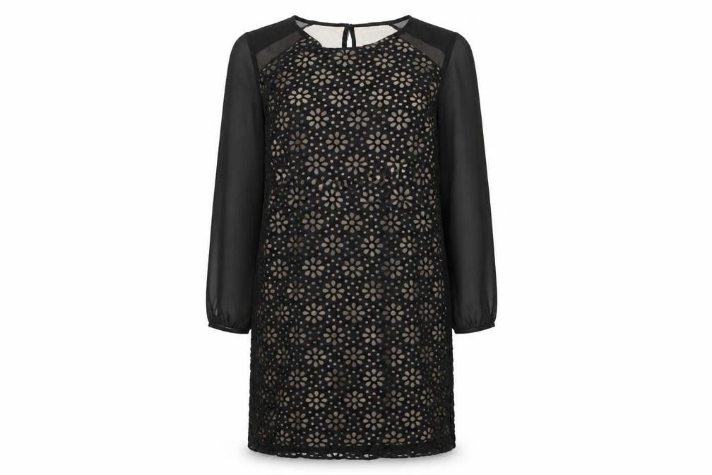 Principles Womens Black Floral Viscose Shift Size 12 Round Neck
