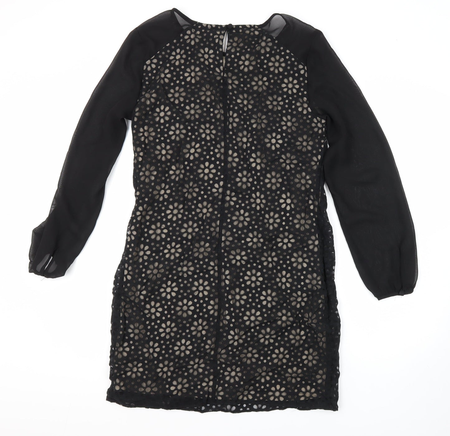 Principles Womens Black Floral Viscose Shift Size 12 Round Neck