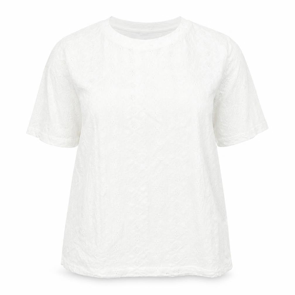 Unbranded Womens White Polyester Tunic Blouse Size XL Round Neck