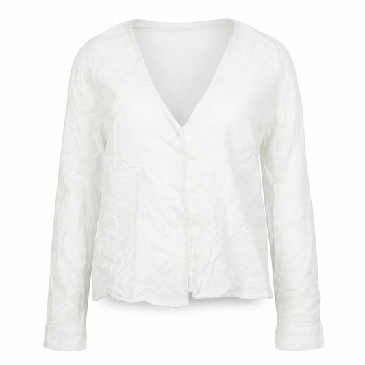 Pull&Bear Womens White Viscose Tunic Blouse Size M Collared