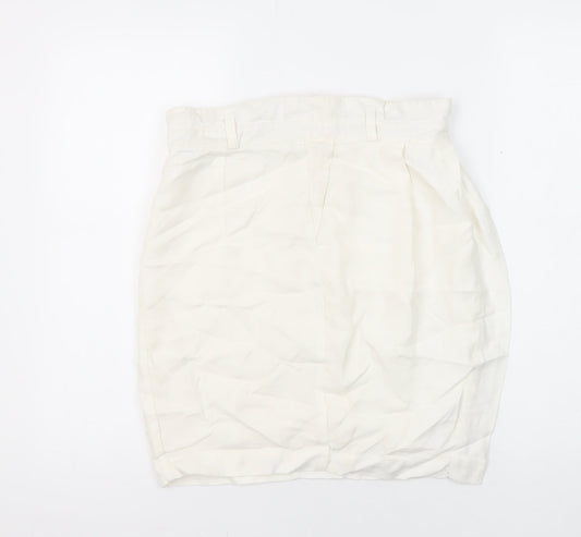 Zara Womens Ivory Acrylic Mini Skirt Size M Zip - Wrap front