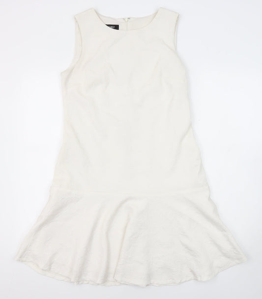 Nine West Womens Ivory Polyester Blend A-Line Size S Round Neck Zip