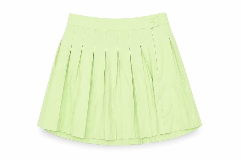 FB Sister Womens Green Polyester Mini Skirt Size L Zip - Pleated