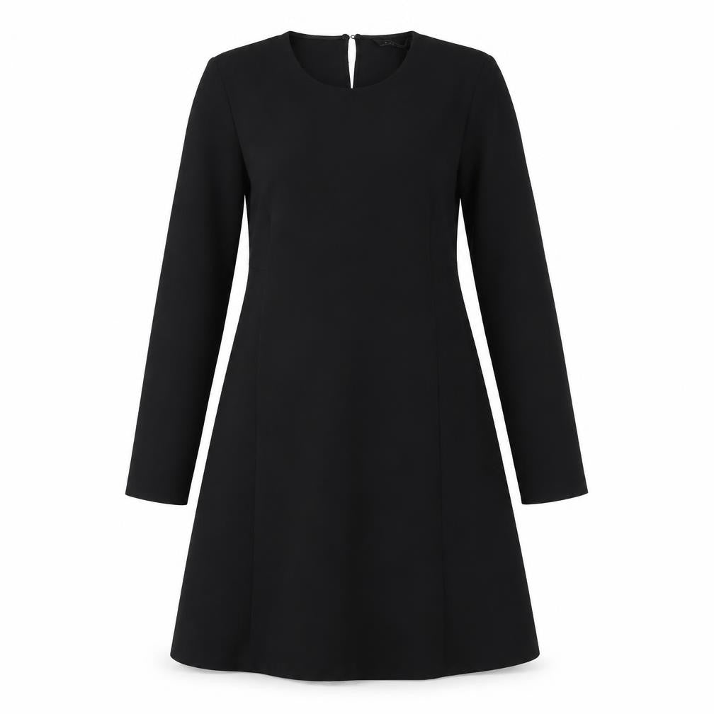 Zara Womens Black Polyester A-Line Size S Round Neck Button