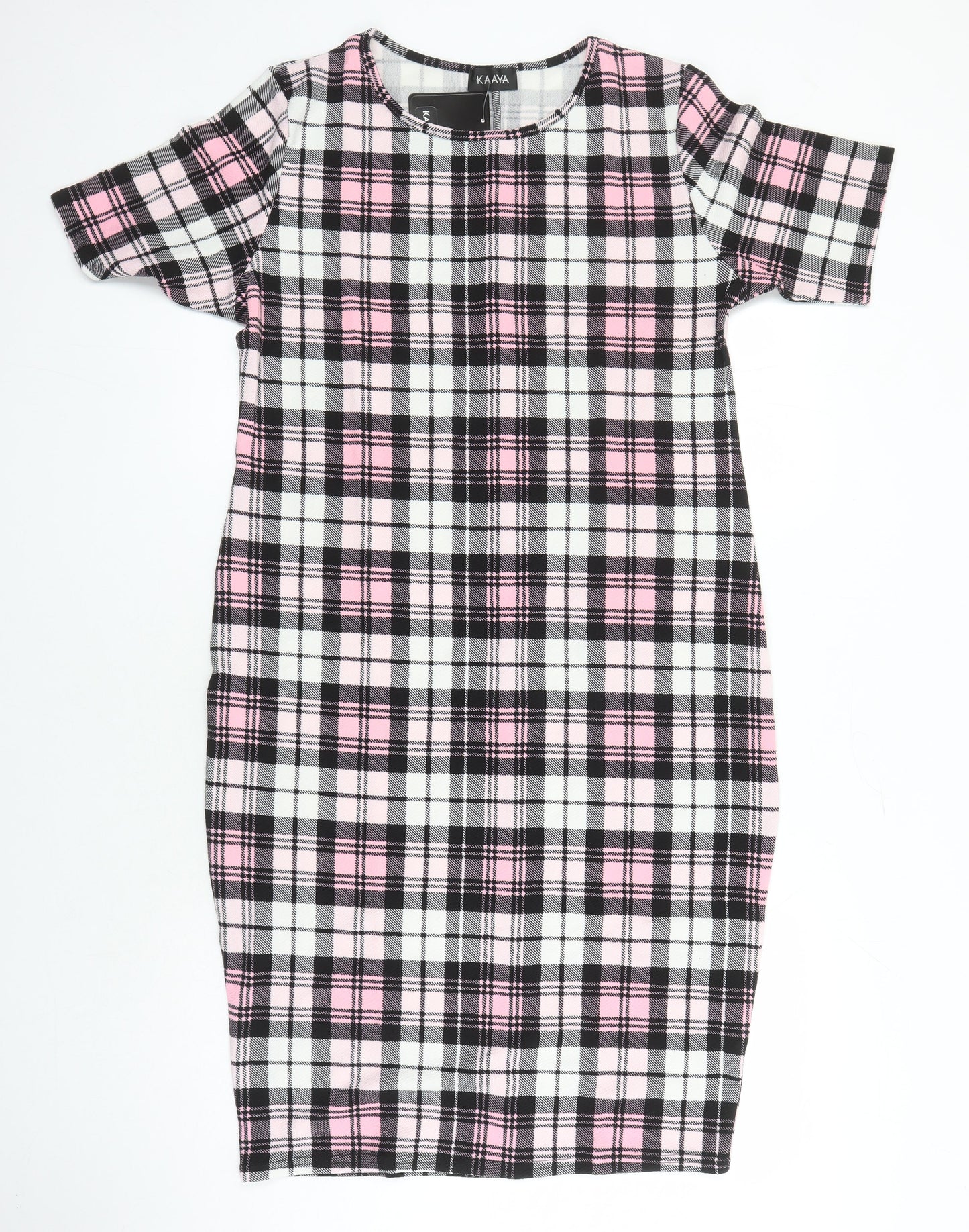 Kaaya Womens Multicoloured Check Polyester Pencil Dress Size 20 Round Neck