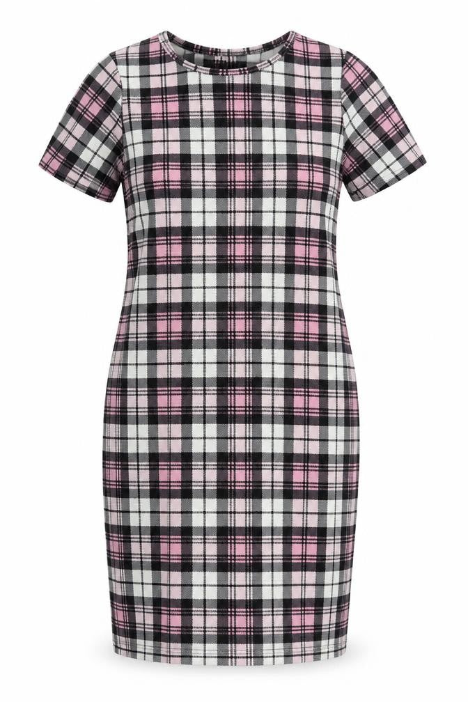 Kaaya Womens Multicoloured Check Polyester Pencil Dress Size 24 Round Neck