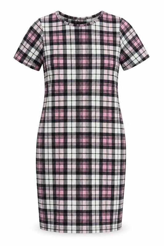 Kaaya Womens Multicoloured Check Polyester Pencil Dress Size 24 Round Neck
