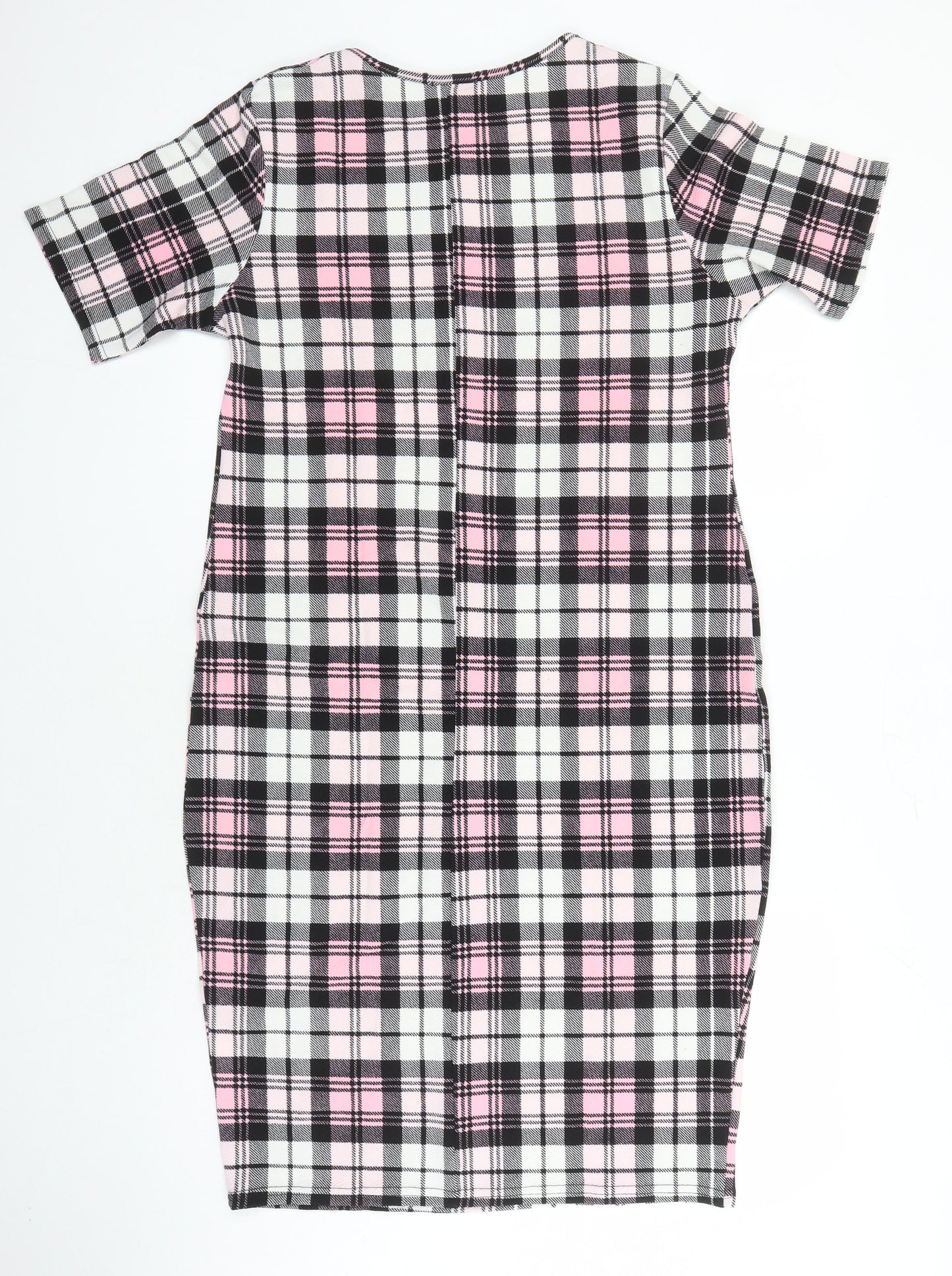 Kaaya Womens Multicoloured Check Polyester Pencil Dress Size 24 Round Neck
