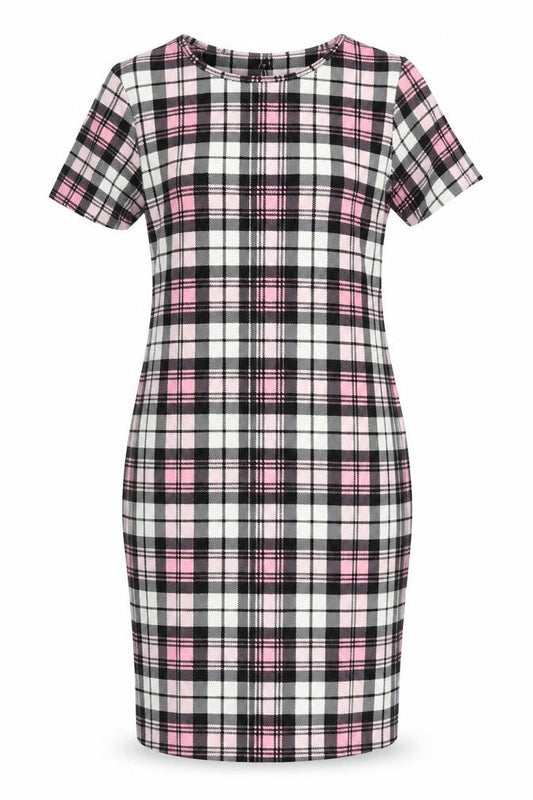 Kaaya Womens Multicoloured Check Polyester Pencil Dress Size 26 Round Neck