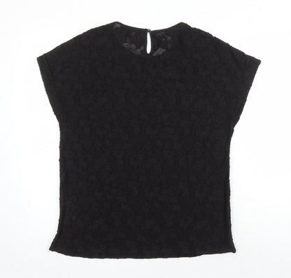 Back view of ESPRIT women’s black polyester tunic blouse, size L, round neck