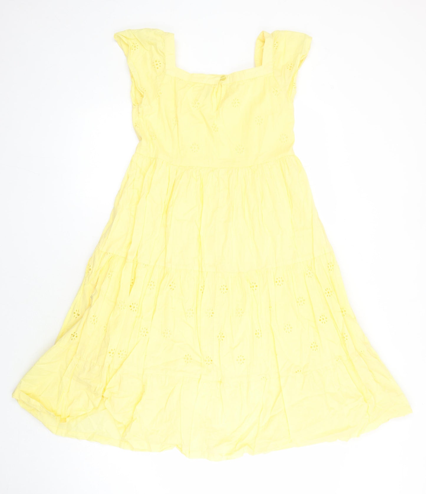John Lewis Girls Yellow 100% Cotton A-Line Size 11 Years Square Neck
