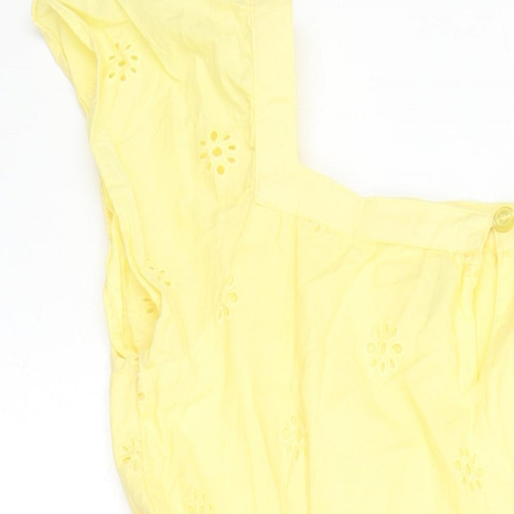 John Lewis Girls Yellow 100% Cotton A-Line Size 11 Years Square Neck