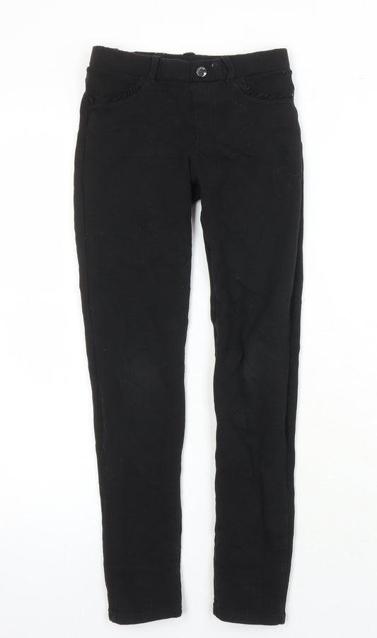 Myrl Girls Black 100% Cotton Jegging Trousers Size 9 Years L24 in Classic - Elasticated Waist