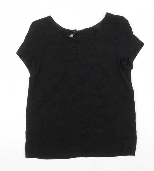 The Kooples Womens Black Polyamide Tunic Blouse Size S Round Neck - Lace Detail