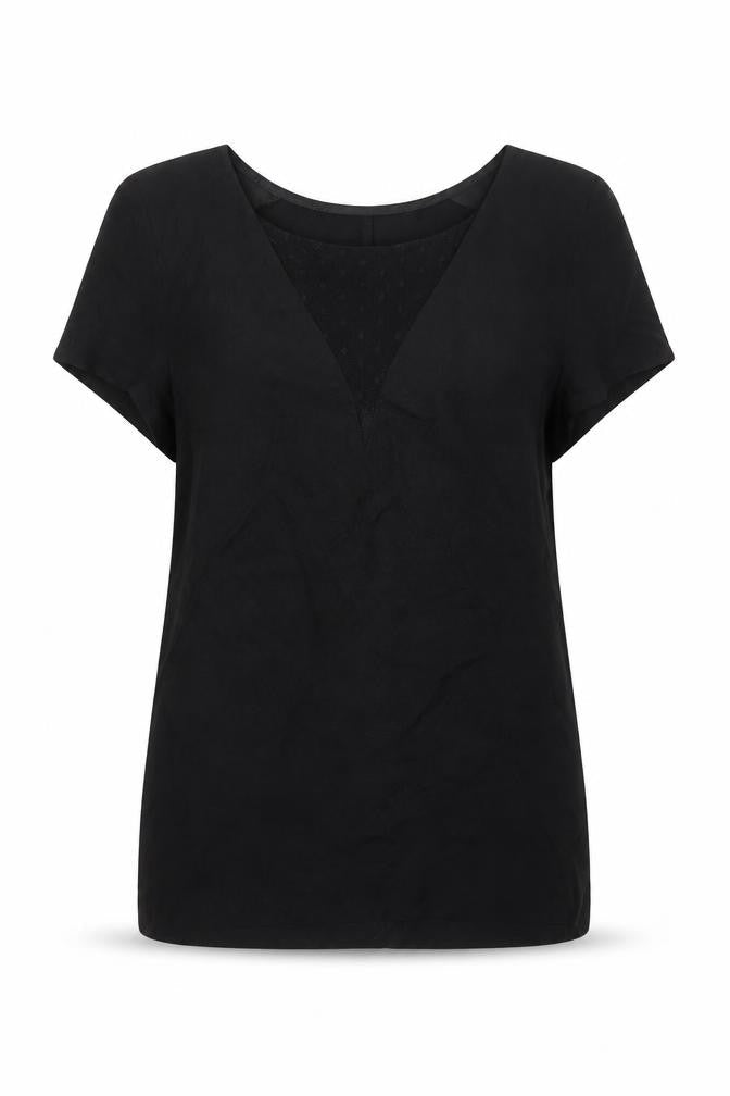 The Kooples Womens Black Polyamide Tunic Blouse Size S Round Neck - Lace Detail