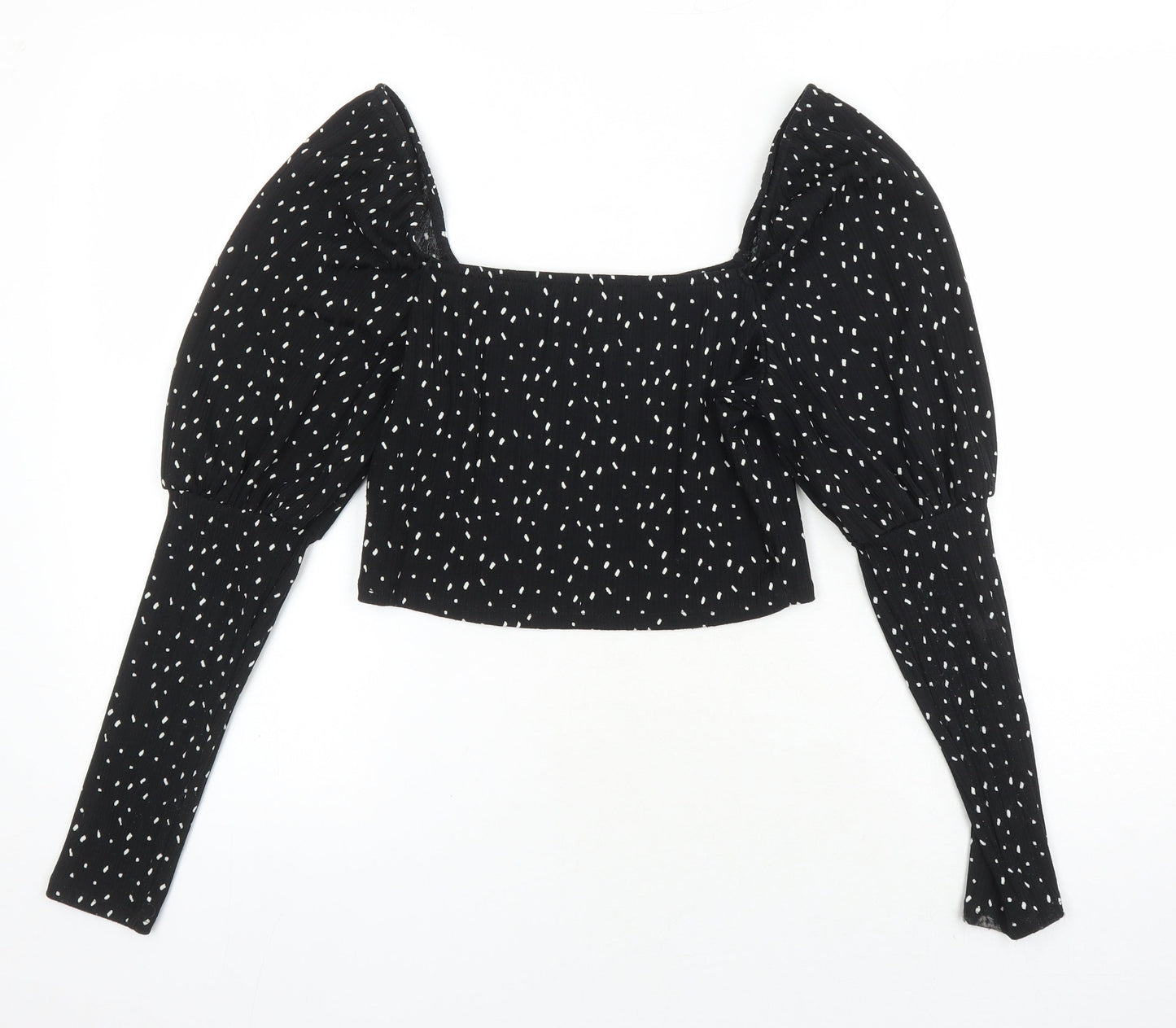 Monkl Womens Multicoloured Polka Dot Polyester Cropped T-Shirt Size S Off the Shoulder