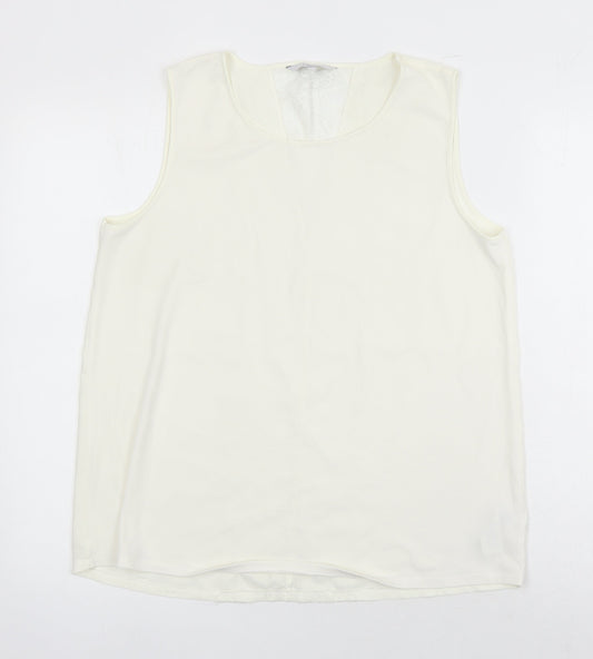 NEXT Womens Ivory Polyester Tunic Blouse Size 14 Round Neck - Lace Detail