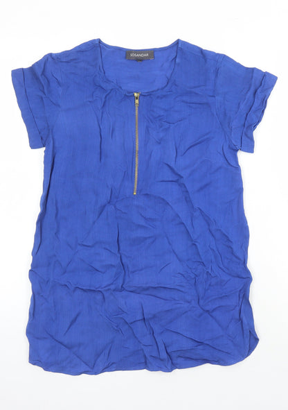 Sonsandar Womens Blue Polyester Blend Tunic Blouse Size 10 Round Neck