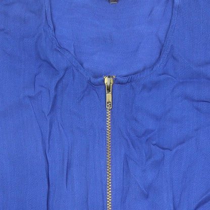 Sonsandar Womens Blue Polyester Blend Tunic Blouse Size 10 Round Neck