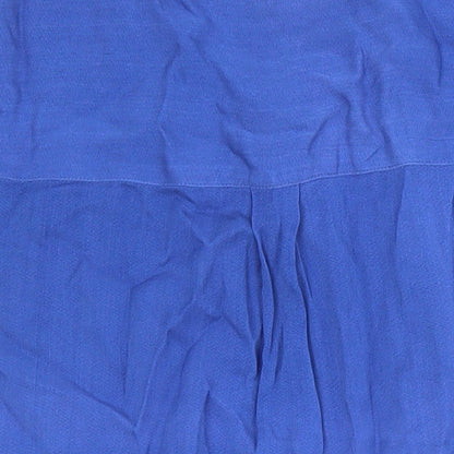 Sonsandar Womens Blue Polyester Blend Tunic Blouse Size 10 Round Neck