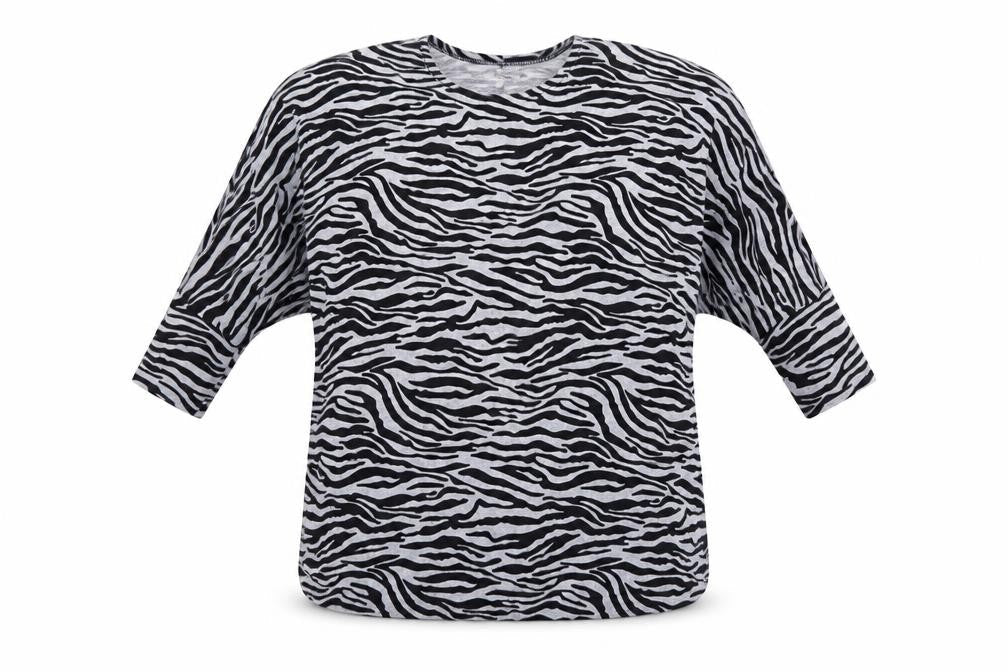 Misumi Womens Multicoloured Animal Print Acrylic Tunic Blouse One Size Round Neck