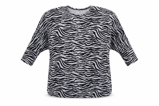 Misumi Womens Multicoloured Animal Print Acrylic Tunic Blouse One Size Round Neck