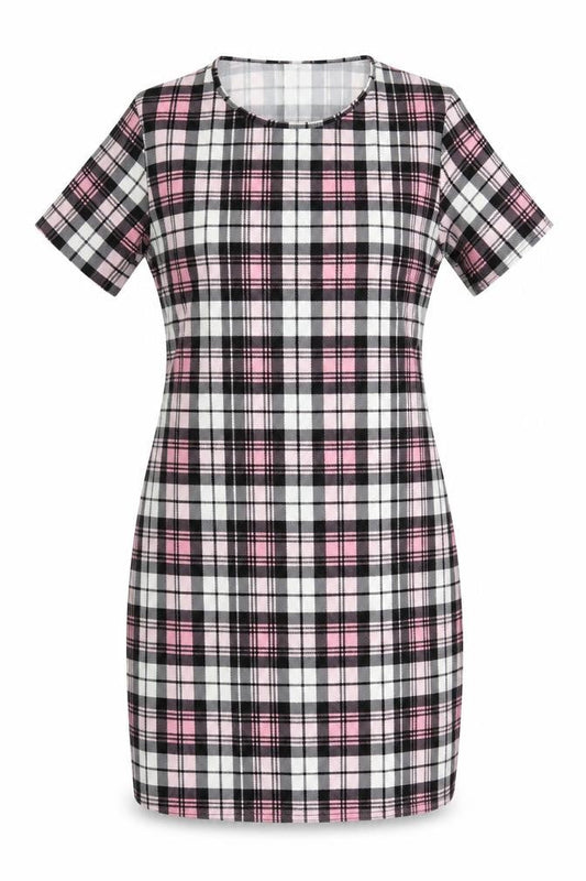 Kaaya Womens Multicoloured Check Polyester Mini Size 24 Round Neck
