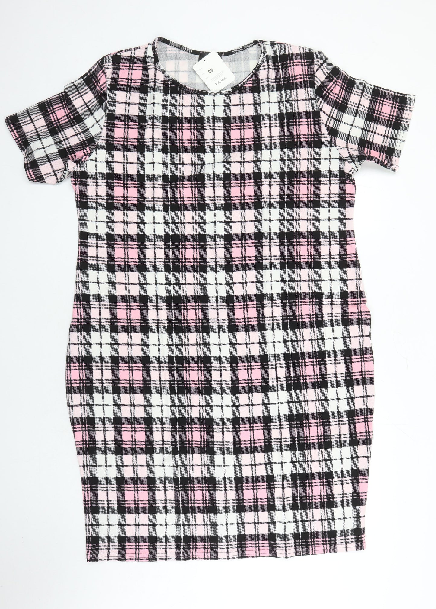 Kaaya Womens Multicoloured Check Polyester Pencil Dress Size 20 Round Neck