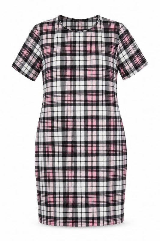 Kaaya Womens Multicoloured Check Polyester Pencil Dress Size 18 Round Neck