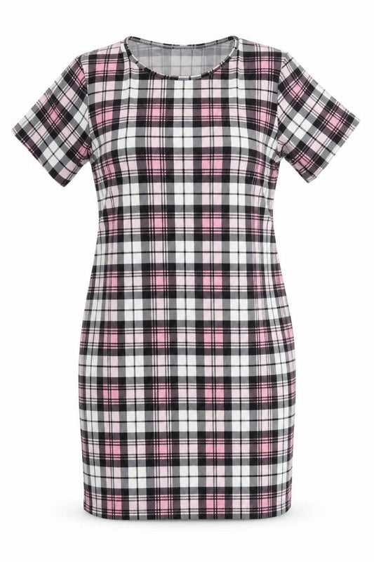 Kaaya Womens Multicoloured Check Polyester Pencil Dress Size 16 Round Neck