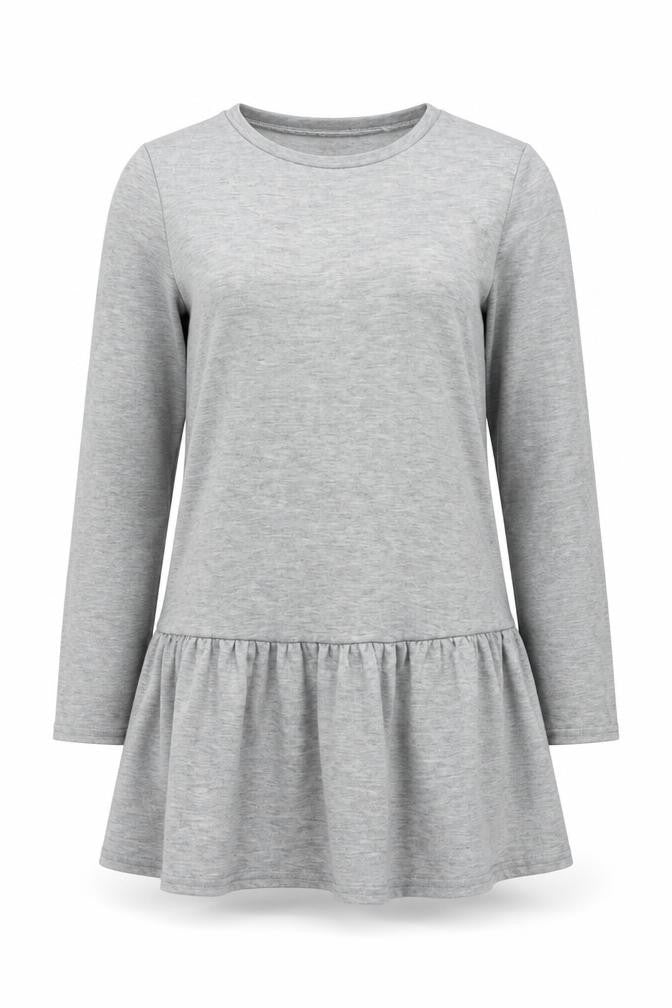New Look Womens Grey Polyester Tunic Blouse Size 10 Round Neck