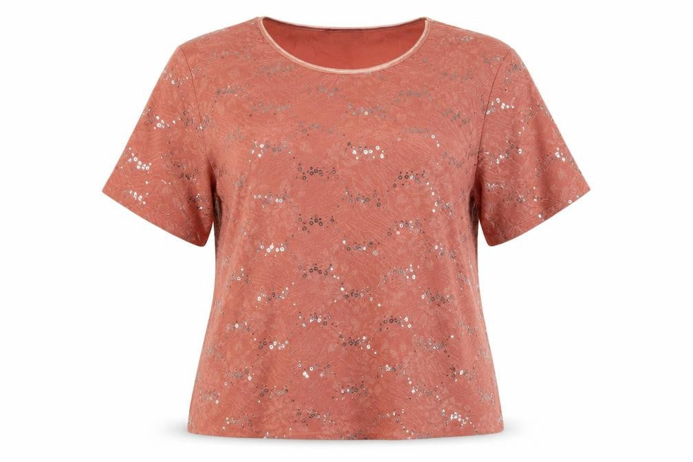 Anna Rose Womens Orange Polyester Basic T-Shirt Size 2XL Crew Neck