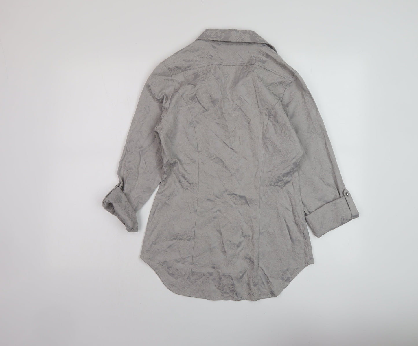 NEXT Womens Grey Cotton Basic Button-Up Size 10 Collared