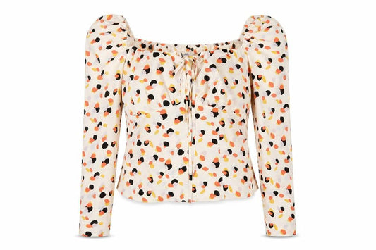 River Island Womens Ivory Geometric Polyester Basic Blouse Size 8 Sweetheart