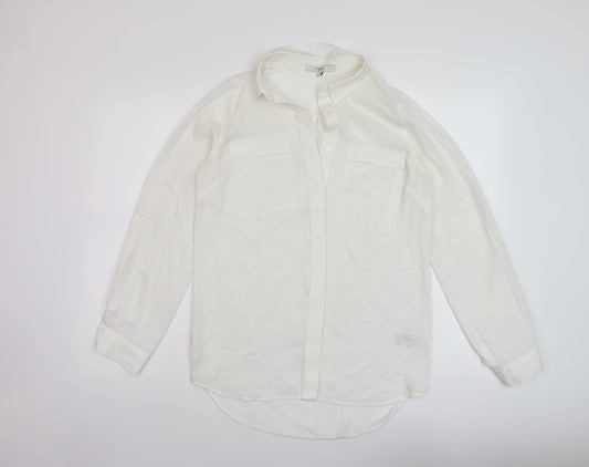 NEXT Womens Ivory Polyester Basic Blouse Size 8 Collared